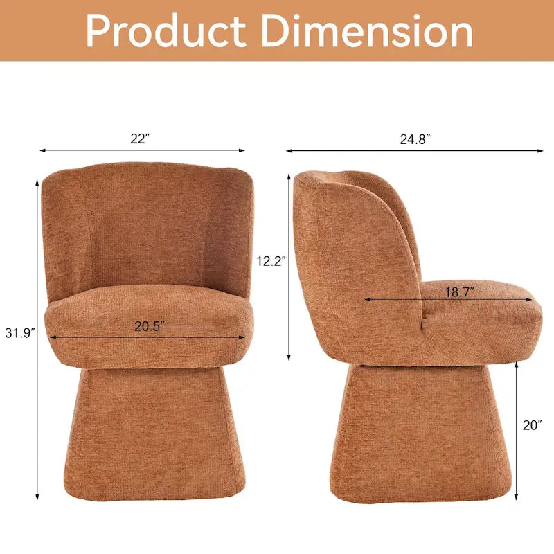 Chaise de salle à manger pivotante Boucle tapissée avec dossier semi-enclos, crème