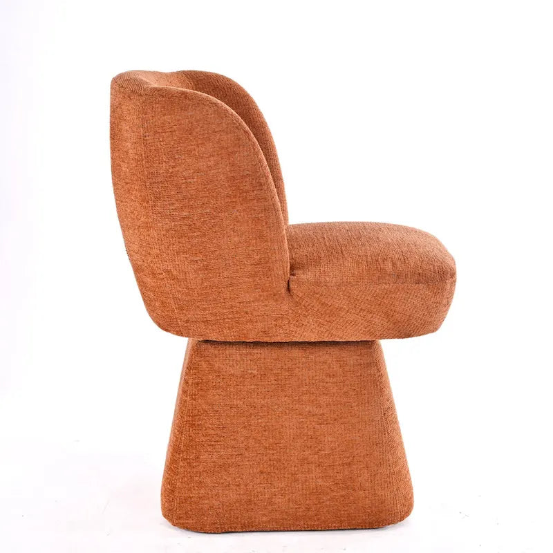 Chaise de salle à manger pivotante Boucle tapissée avec dossier semi-enclos, crème