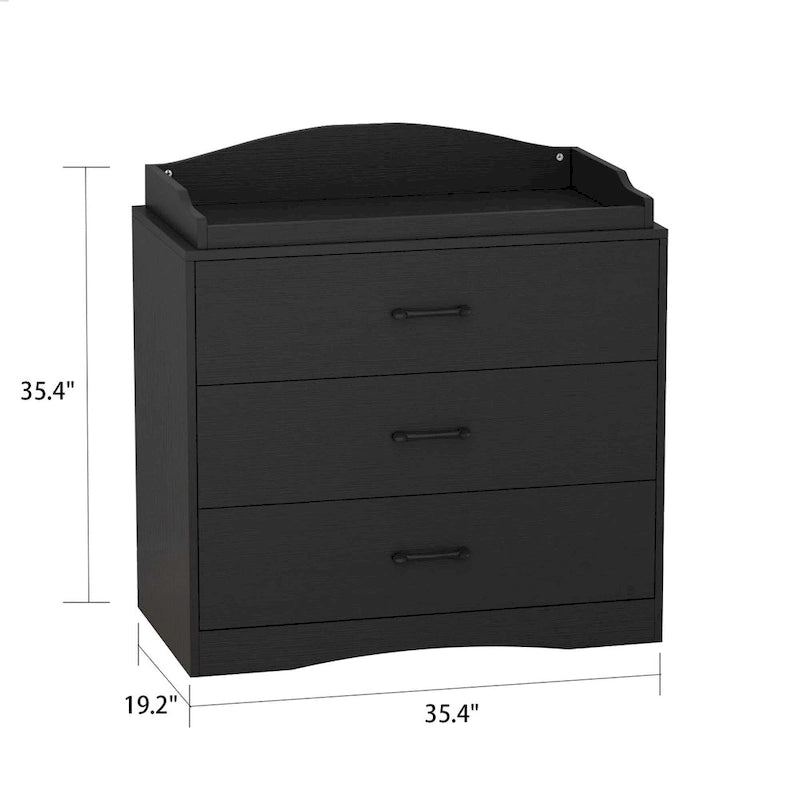 Commode pour bébé à 3 tiroirs avec table à langer Gris mat