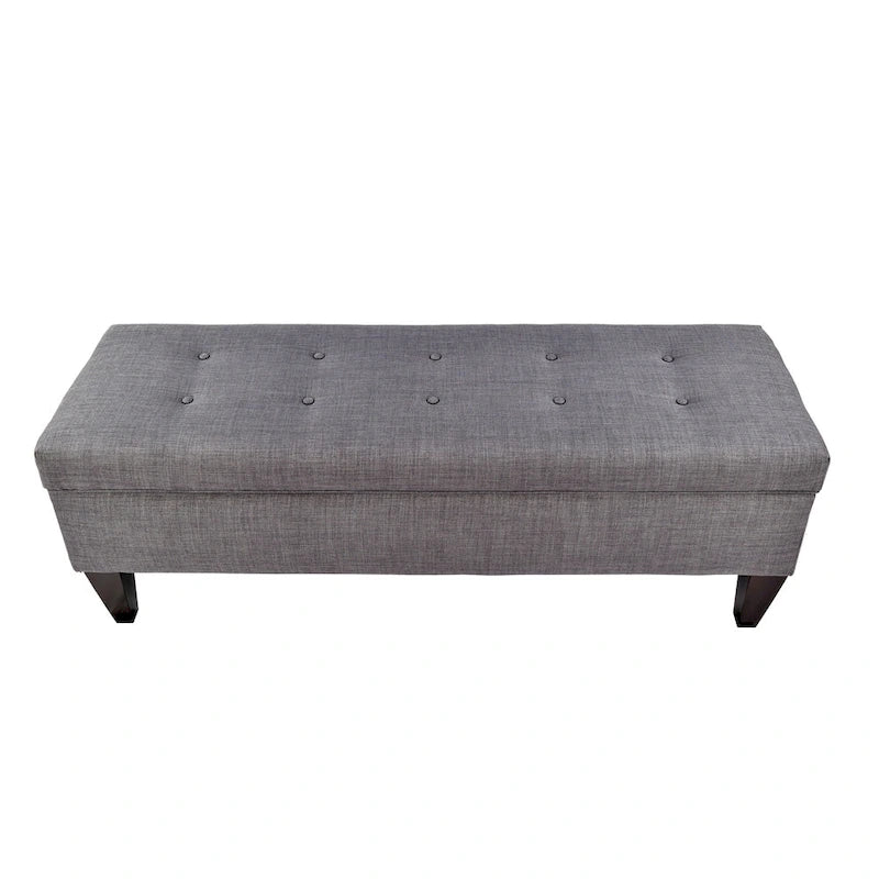 Banc de rangement ottoman capitonné, long, avec pieds fuselés, beige/gris/vert d'eau